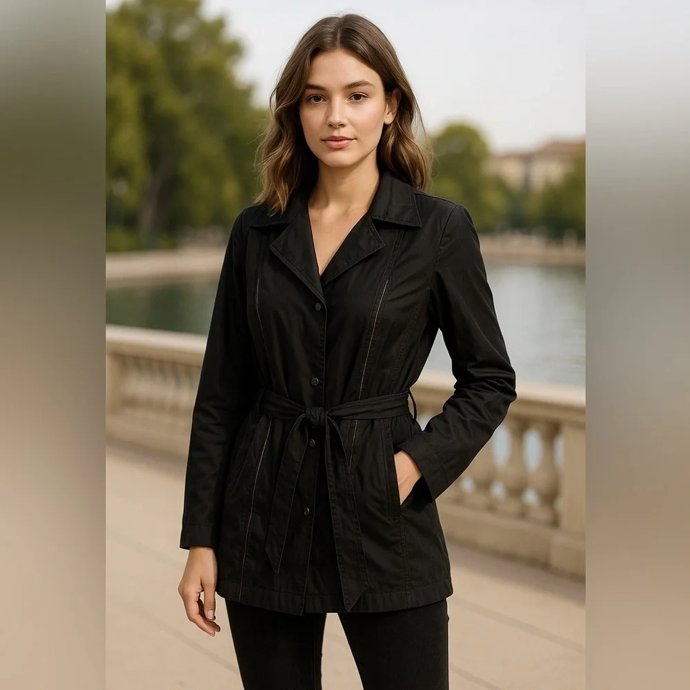 Chico’s Topper Julitta black lightweight windbreaker jacket size
